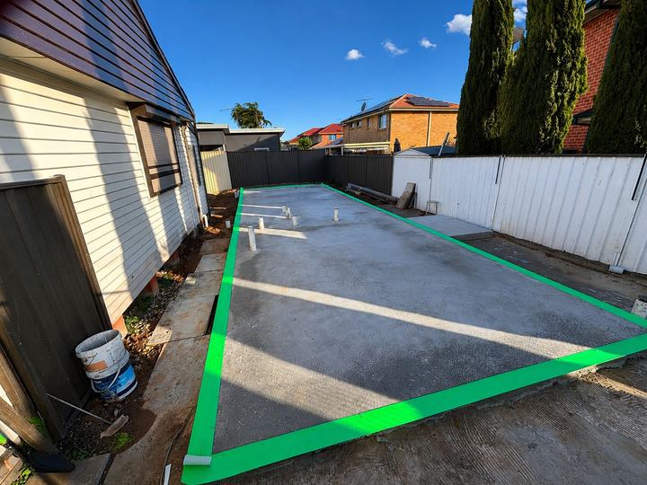 Completed slab with a perimeter termite barrier in place